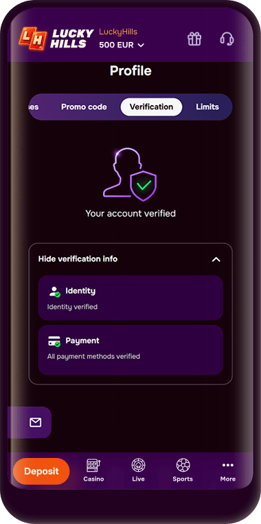 Verification tab showing the verified status of your account